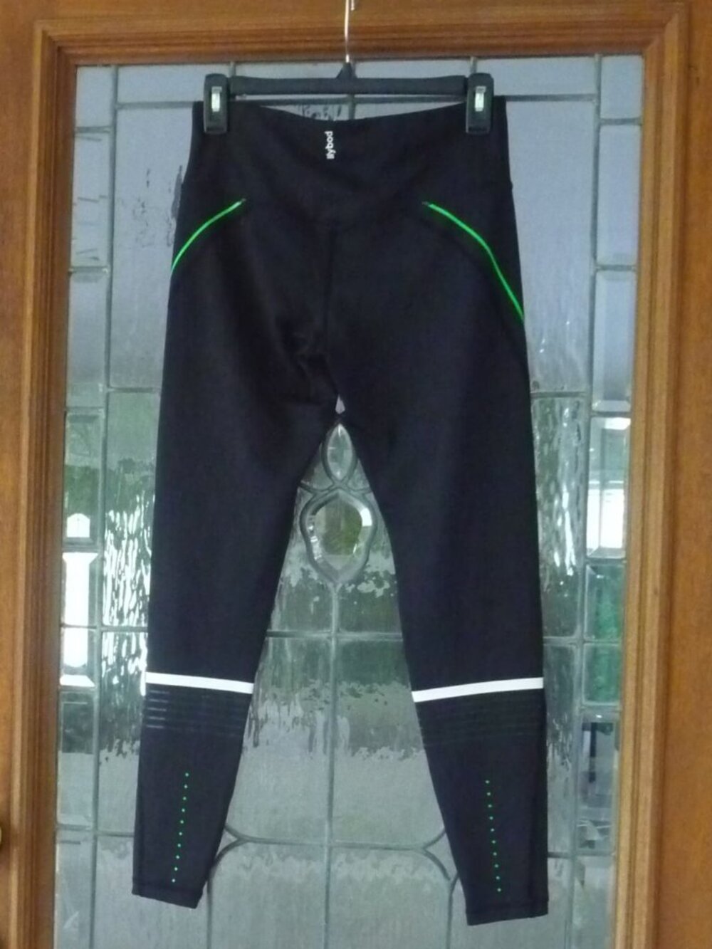Lilybod Size Med Black Leggings Neon Green Reflective Performance Running